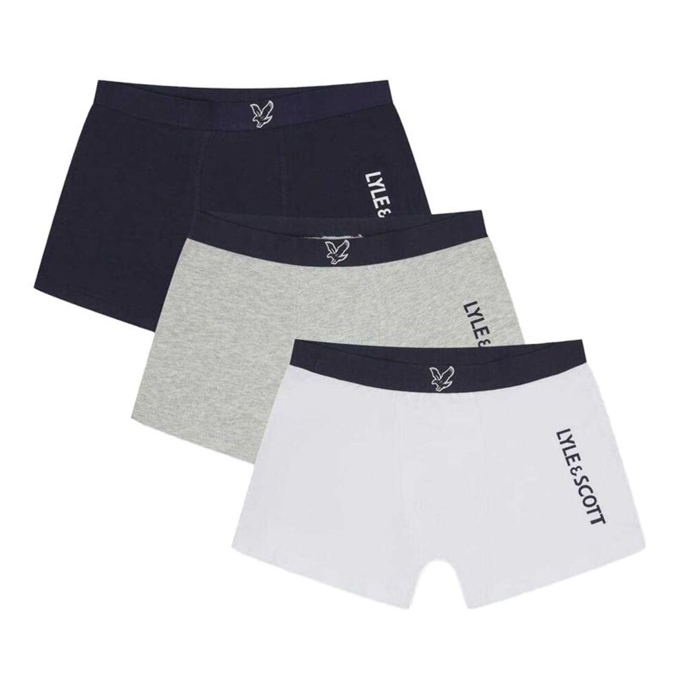 Lyle & Scott Mens Plain Boxer Briefs (Pack of 3) / White/Gray